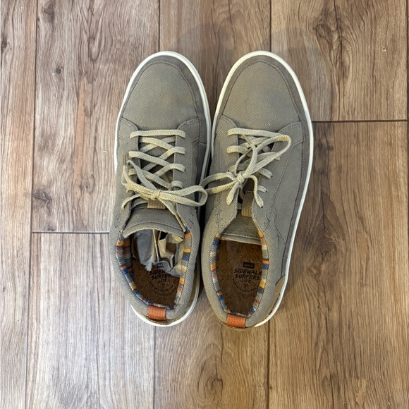 1152151-BLK_2.jpg?v=1757365983  Sanuk Sidewalk Surfers Lite Mens 12 Taupe Canvas Lace Up Casual Sneakers
